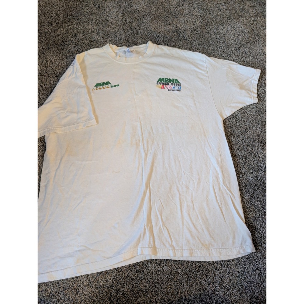Vintage Hanes MBNA 500 NASCAR T-Shirt Signed Ryan Newman White Mens XL #18